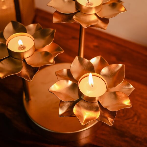 Metal Golden T Candle Holders (Set of 3) - Image 4