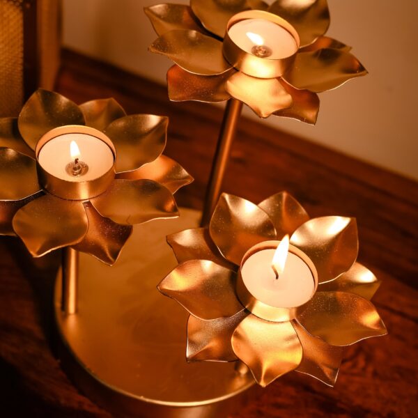 Metal Golden T Candle Holders (Set of 3) - Image 6