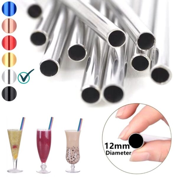 Reusable Metal Straw with Cleaner Brush (Set of 4 Straws, 1 brush) - Image 5