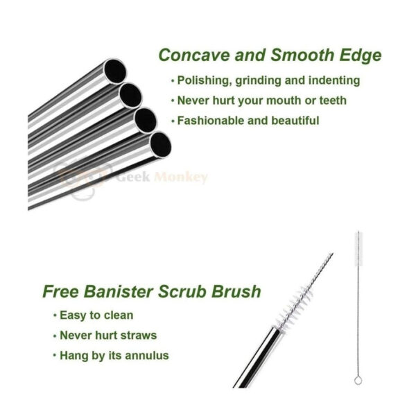 Reusable Metal Straw with Cleaner Brush (Set of 4 Straws, 1 brush) - Image 8