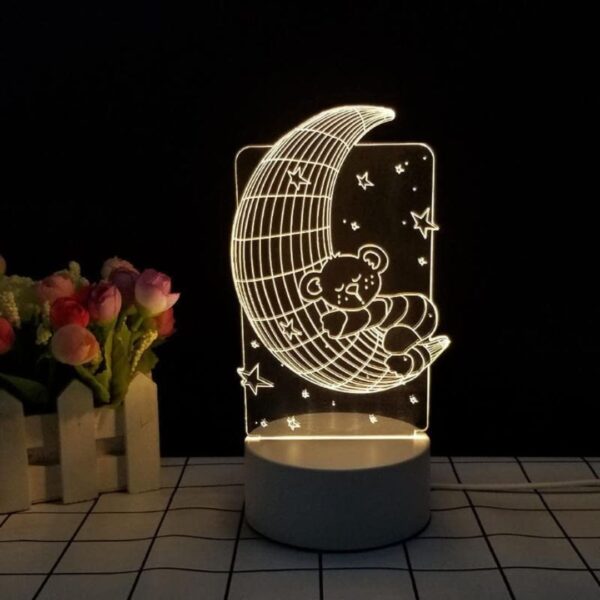 Sleepy Moon Acrylic Lamp | [3D] Illusion Lamp with Holographic Look - Image 4