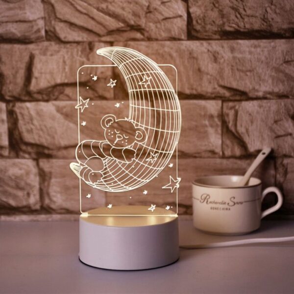 Sleepy Moon Acrylic Lamp | [3D] Illusion Lamp with Holographic Look - Image 2