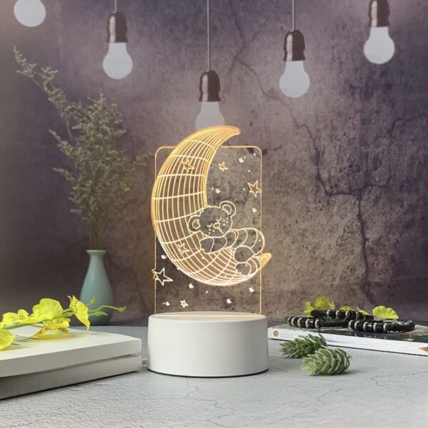 Sleepy Moon Acrylic Lamp | [3D] Illusion Lamp with Holographic Look