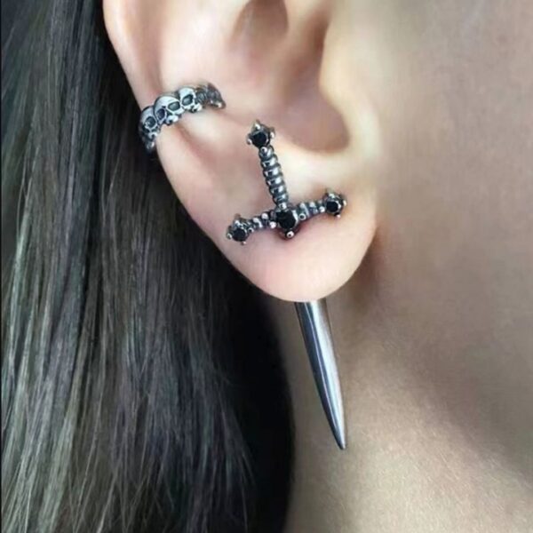 Cool Katana Ear Stud | Dagger Ear Stud for Pierced Ear | Anime Jewelry