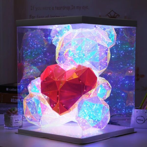 The Shiny Bear Lamp | Reflective LED Light Bear with Red Heart [With Gift Box] - Image 3