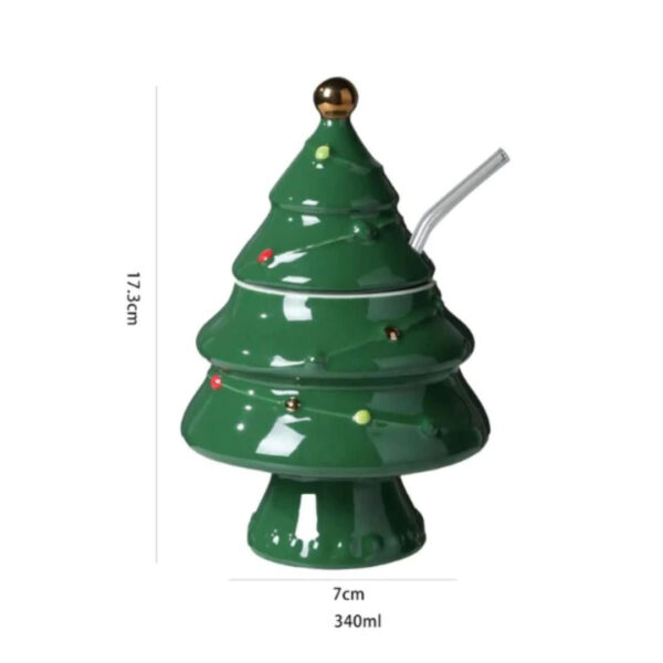 3D Tree Mug with Glass Straw | Classic Christmas Tree Gifts - Image 3