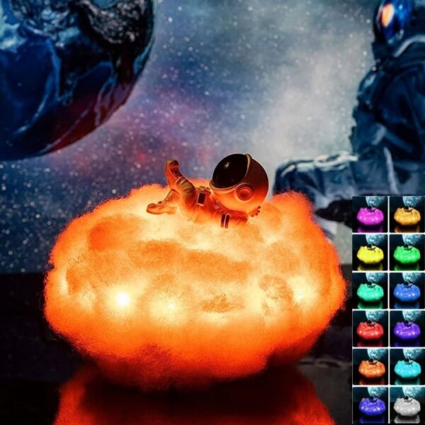 Astronaut on Cloud Lamp | 3D Fluffy Cloud Lamp [12 Colours & 366 Modes] - Image 2