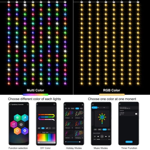 Smart Curtain Lights - 19 Color Changing App Control Lights [8Ft X 6Ft] - Image 4