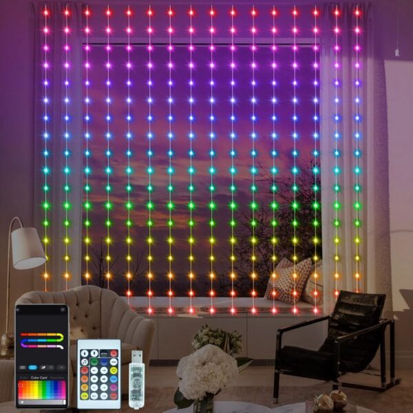 Smart Curtain Lights - 19 Color Changing App Control Lights [8Ft X 6Ft]