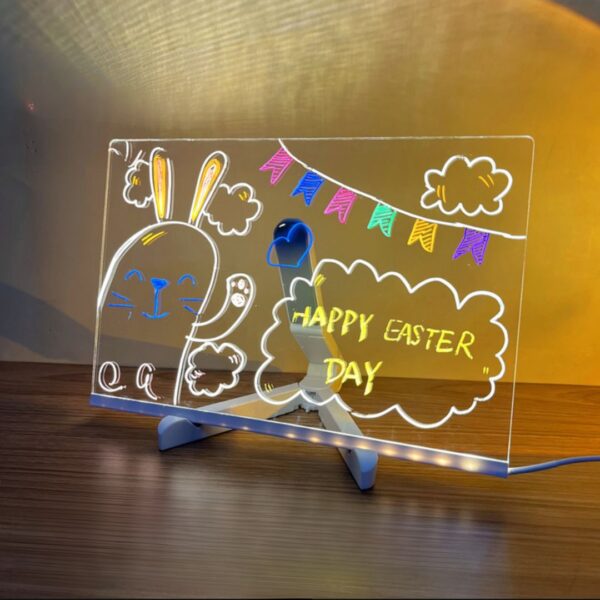 3D Acrylic LED Message Board | Acrylic Dry Erase Board with Light [Free Pens] - Image 5