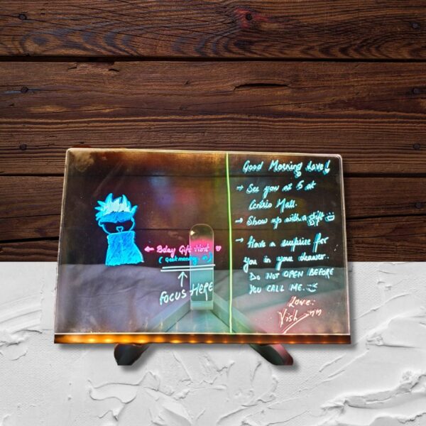 3D Acrylic LED Message Board | Acrylic Dry Erase Board with Light [Free Pens] - Image 2