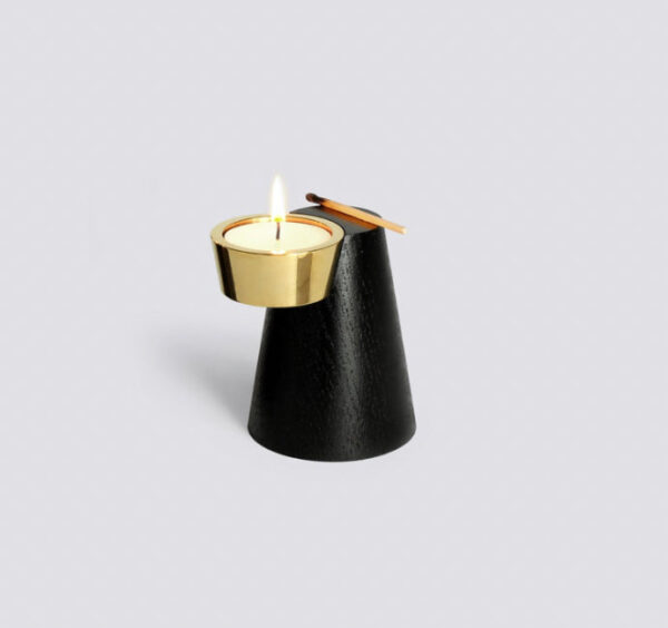 Tealight Candle Holder in Wooden and Brass Stand - Image 3