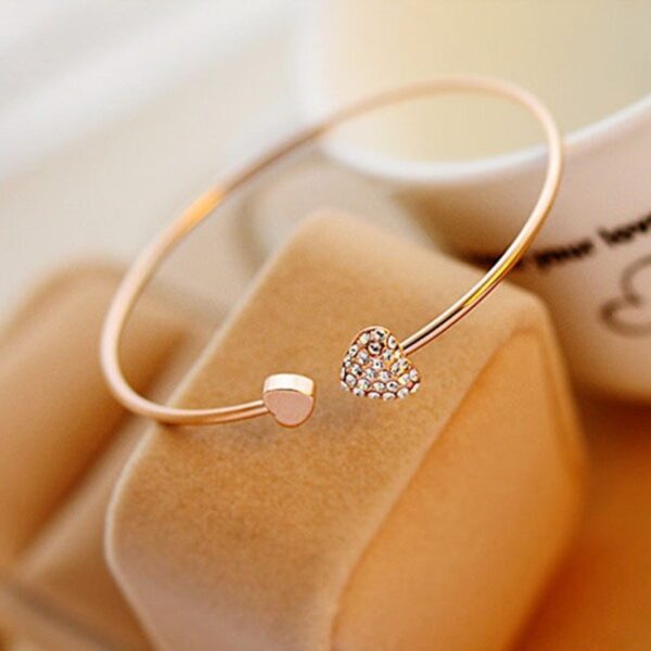 Silver Color Heart Shaped Cuff Bracelet for Women - Image 4