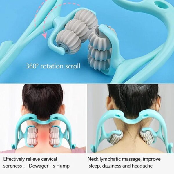 Manual Neck Massager, Trigger Point Roller Self Massager for Pain Relief deep Tissue Handheld Shoulder Massager Tool with 6 Balls Massage Point Suitable for Legs Waist Neck and Shoulder Relaxer - Image 3