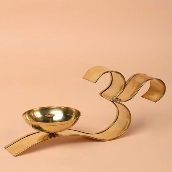 Brass Om Arti Diya with Handle - Image 3